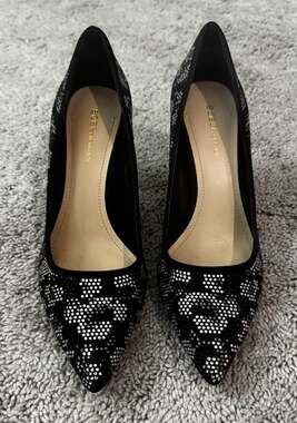 BCBGeneration GRENAH Black and Silver Rhinestone Pointed Toe Pumps